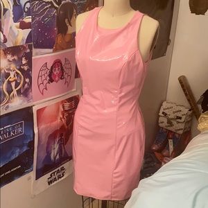 Fashion Nova Pink vinyl bodycon dress